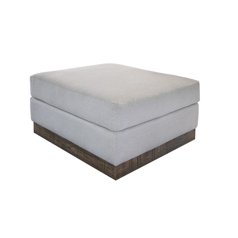 Base et cadre en bois Romone, repose-pieds carré rembourré, Polyester beige