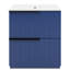 Meuble-lavabo bleu autoportant de 76 cm avec tiroirs extensibles, trous prépercés pour robinetterie de 20 cm et structure étanche, lavabo en céramique, surface