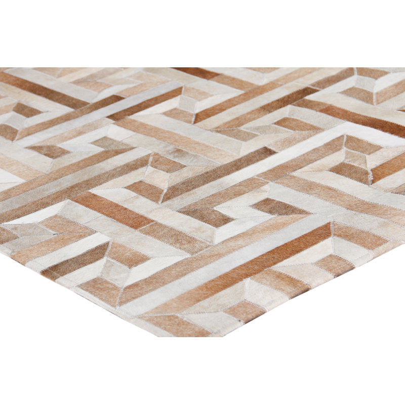 Natural Hide hand-tufted Leather Hide Ivory/Beige/Multi Area Rug