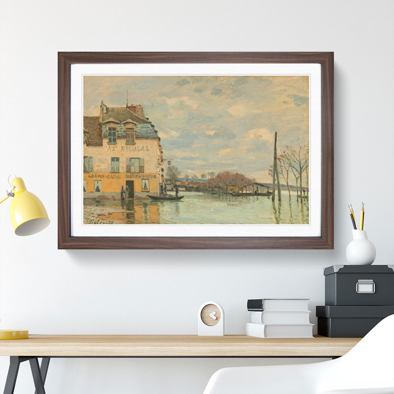 Flood at Port-Marly by Alfred Sisley - Framed Print, Walnut Framed, 48cm H x 65cm W x 2cm D