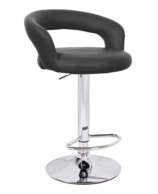 Tianna Swivel Upholstered Adjustable Height Counter Stool with Metal Frame, Black