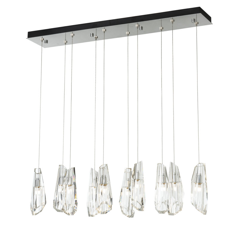 Luma 10 - Light Crystal Pendant, Sterling, 130" H