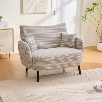 Canapé à deux places de style moderne avec accoudoirs confortables, coussins d'accoudoirs et poches de rangement pour les petits espaces et les bureaux