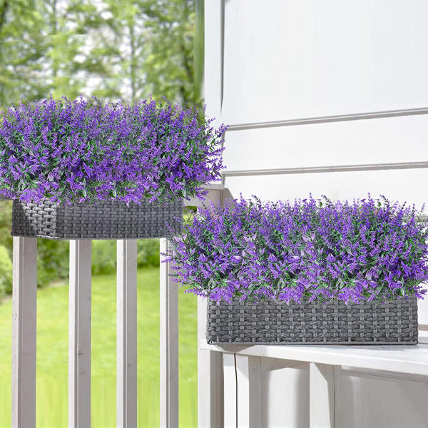 Primrue 8 Bundles Artificial Lavender Flowers Outdoor Fake Plants Faux ...