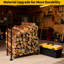 Support à bois de chauffage robuste pour une utilisation intérieure et extérieure, revêtement ignifuge et antirouille, fabrication en tuyau de fer rond durable, supporte jusqu'à 100 lb, facile à assembler pour le foyer et le rangement dans le salon