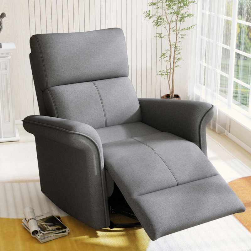 270° Power Swivel Rocker Recliner Chair For Adult,Rocking Glider Nursery Recliner For Small Spaces,Fabric Rocking Chair For Nursery,Single Sofa Recliner For Home Theater Living Room Bedroom