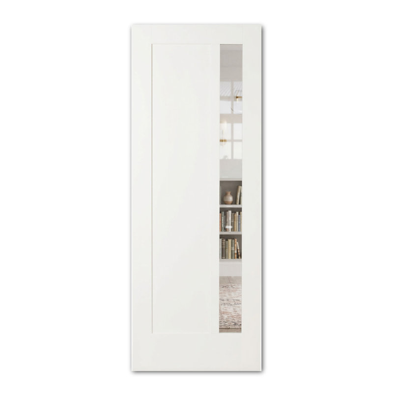 Portes Milette - Fineline | Shaker avec apprêt blanc | Verre clair | Conçu et fabriqué au Canada, 30 po x 80 po, Transparent