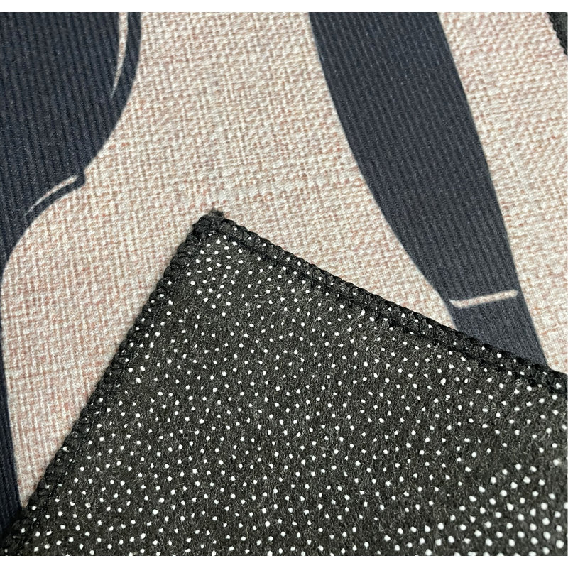 Tapis de cuisine 28 po x 17 po - Beige noir moderne antidérapant, Rectangle 1 pi 5 po x 2 pi 4 po
