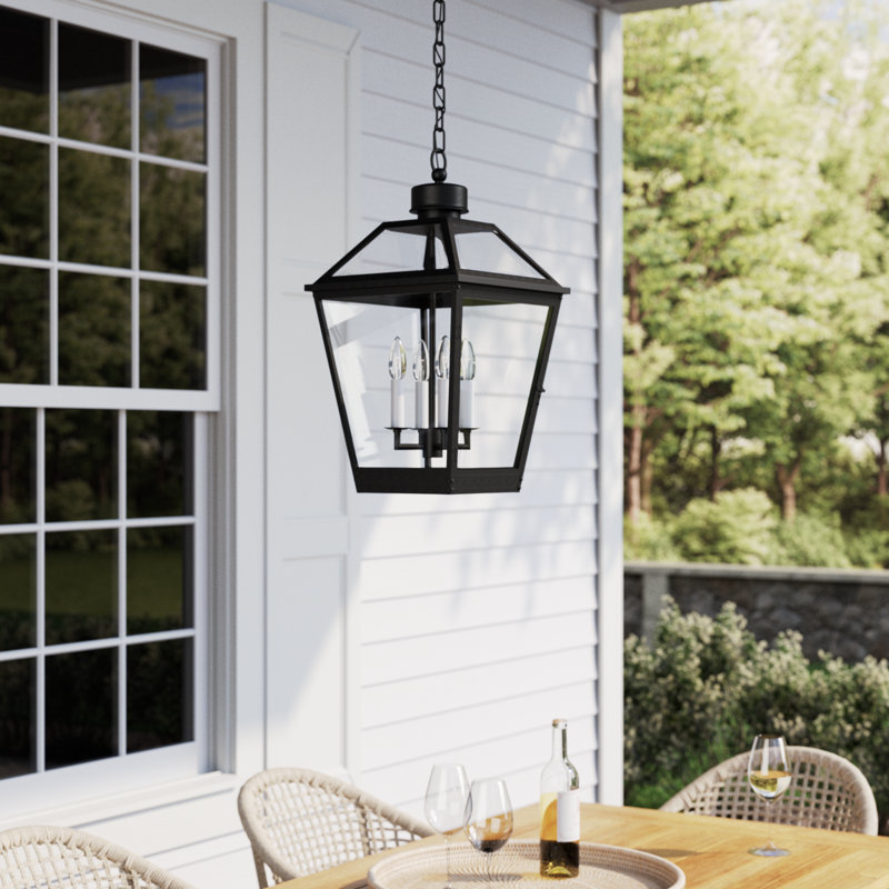 4 - Light Outdoor Pendant, Textured Black