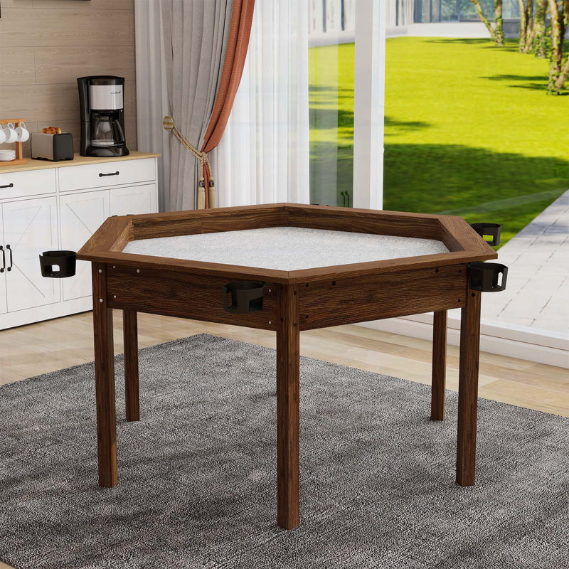 Table de jeu et de table hexagonale avec plateau amovible, pour 6 joueurs