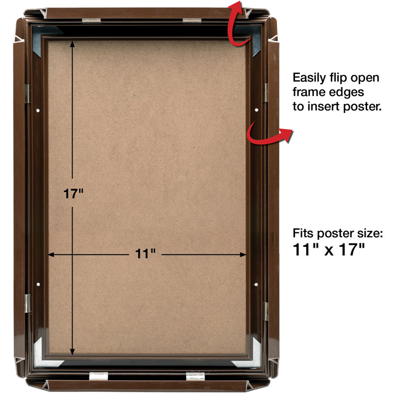 Excello Brands Plastic Snap Frame, 11" x 17", Vertical/Horizontal, Wall Mounted, Walnut