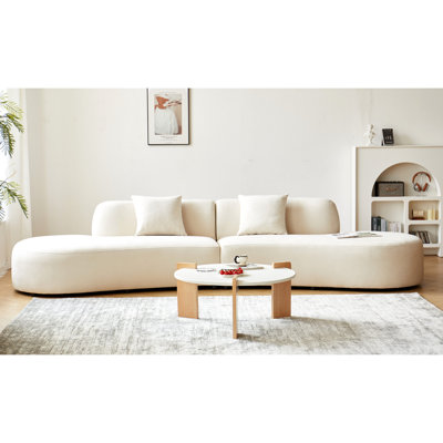 Curved Sofa With Throw Pillows, 6 Seater Luxury Velvet Couch With Half Moon Design And High-Density Foam, Ideal For Modern Living Room, Office & Apartment