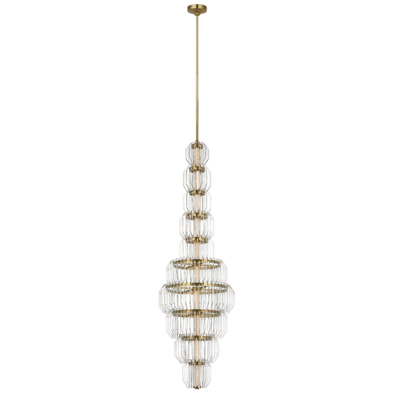 Waterford Killarney 19" Layered Entry Chandelier with Clear Crystal, Natural Brass