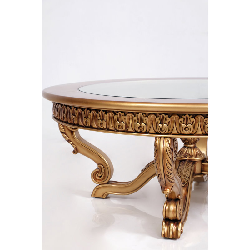 Carlotta Glass Coffee Table, Antique Gold