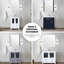 54 po Meuble-lavabo W bleu marine avec armoires latérales, comptoir en céramique blanche, robinet et miroir 28 po, comptoir Scratch, simple en acier inoxydable-1386466013