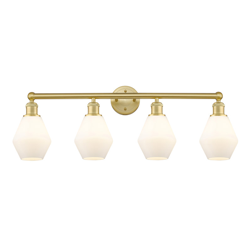 Éclairage pour meuble-lavabo 4 lumières 33 pouces Gabbie, Blanc mat, Or satiné
