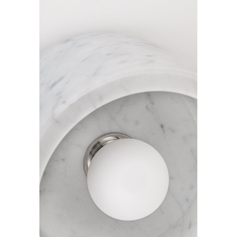 Loris 1 Light Flush Mount/Wall Sconce - Polished Nickel Finish, White Marble