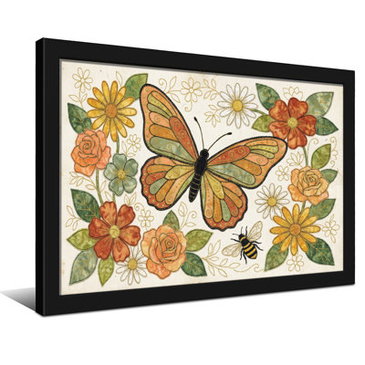 Animaux, papillon, fleurs, abeille, impression de motif de jardin