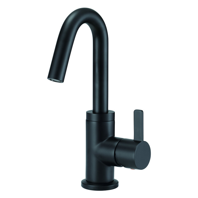 Single Hole Bathroom Faucet with Drain Assembly, Satin Black