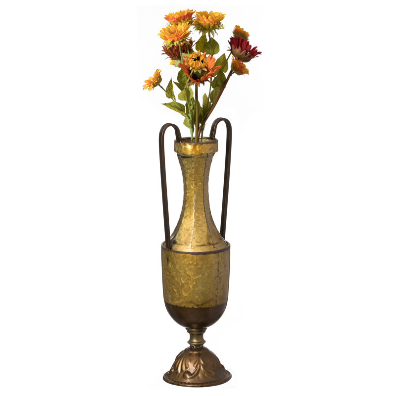 Metal Jug Floor Vase with 2 Handles - for Entryway, Living Room, or Dining Room, 22.21" H x 7" W x 7" D