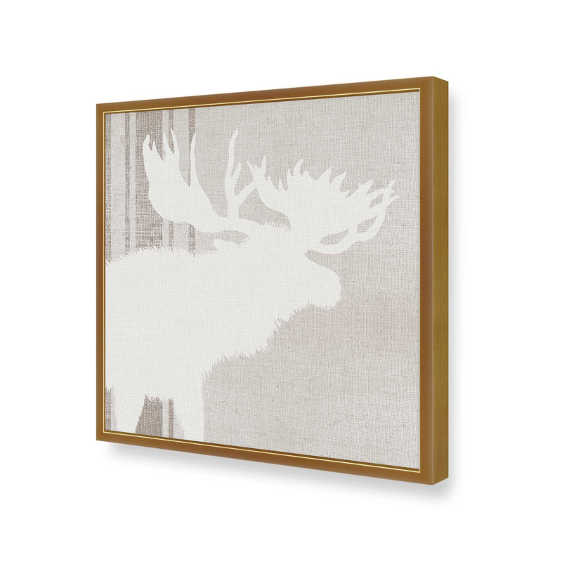 «Antlered Silhouette III», reproduction sur toile, H 17,75 po x l 17,75 po, Encadrement de coin ouvert en chrome poli