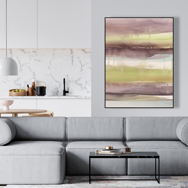 Belles rayures - Toile abstraite encadrée beige pour la décoration intérieure