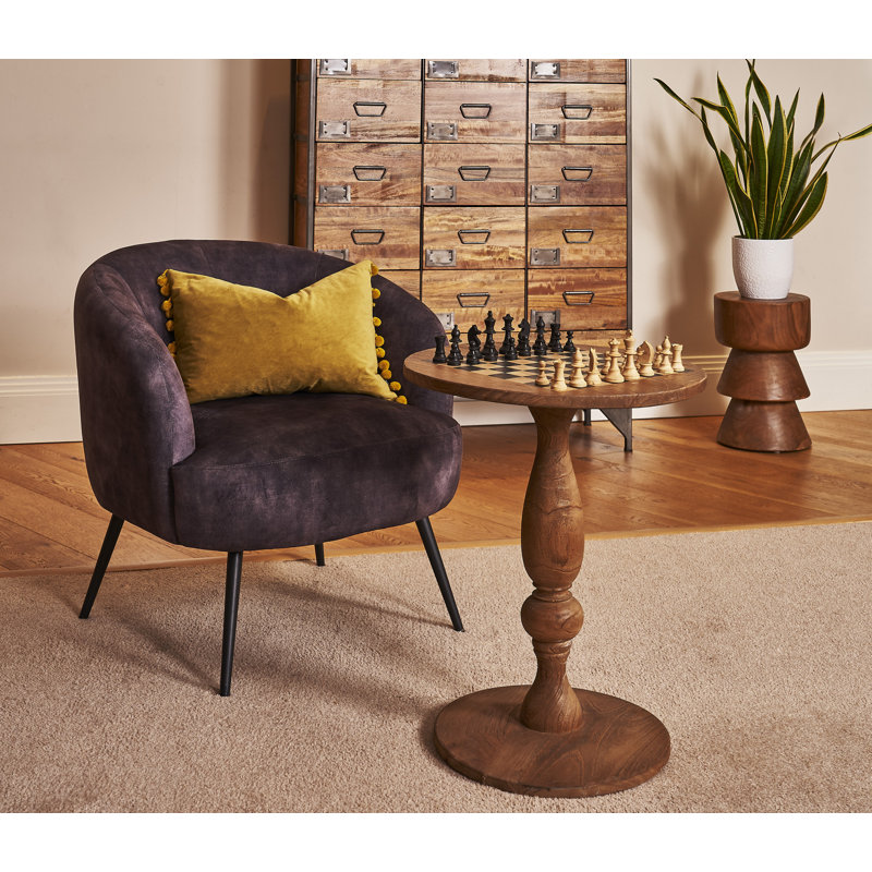 Velvet Barrel Chair, Charcoal