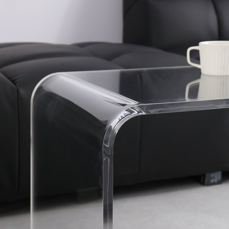 Clear Acrylic Bedside Table With Waterfall Feature - Functional 15mm Thick Display Construction