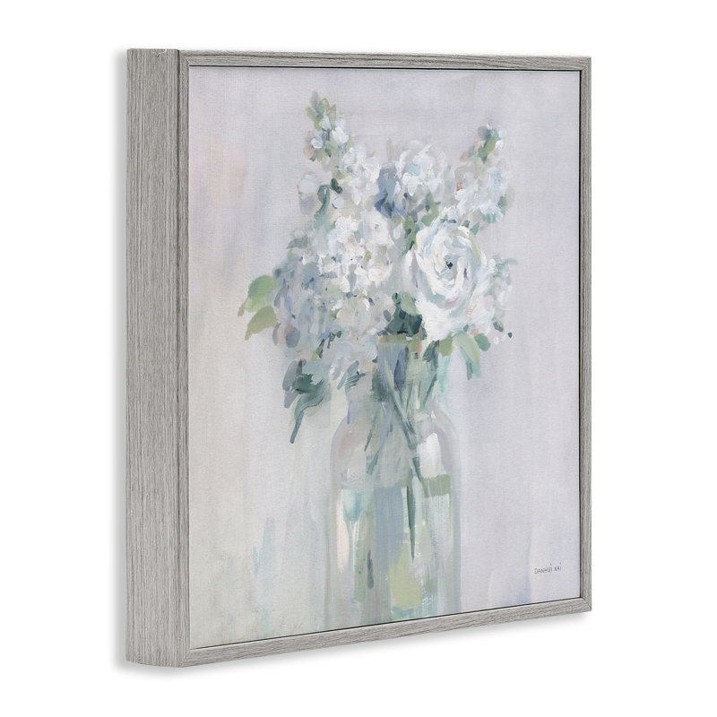 Bouquet abstrait blanc par Danhui Nai, H 24 po x l 24 po x P 1,5 po, Estampe numérique Farmhouse