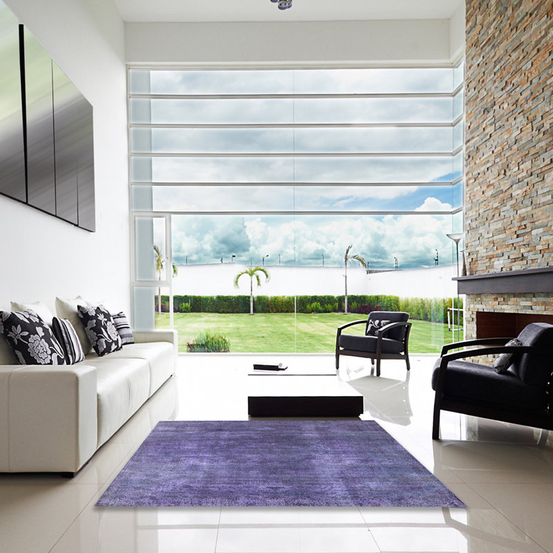 Tapis mauve à motif abstrait Rochus, Carré 4 pi