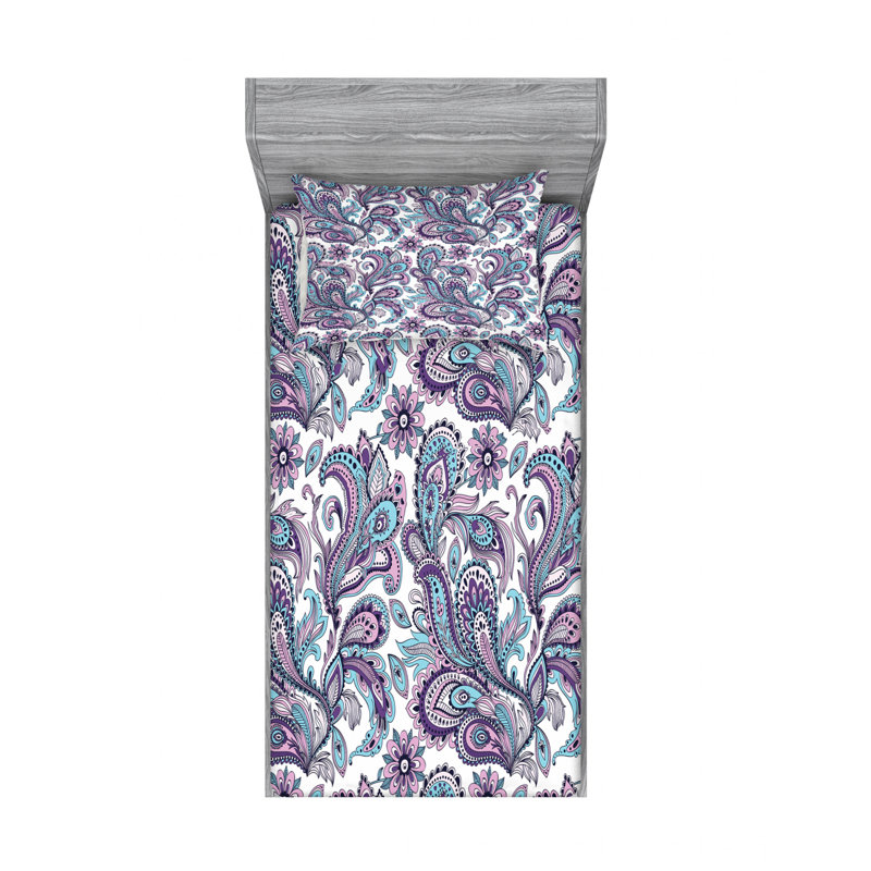 Twin Pink Paisley Microfiber Fitted Sheet Set