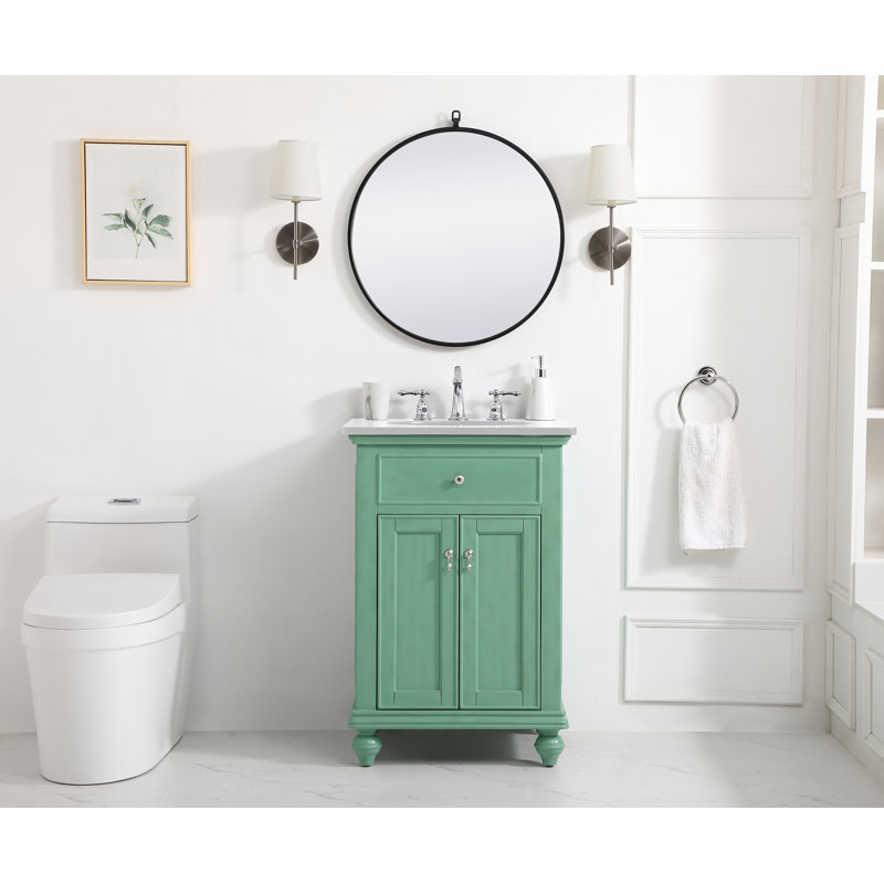 Ensemble de meuble-lavabo simple 24 po Otto, Noir, Menthe rétro