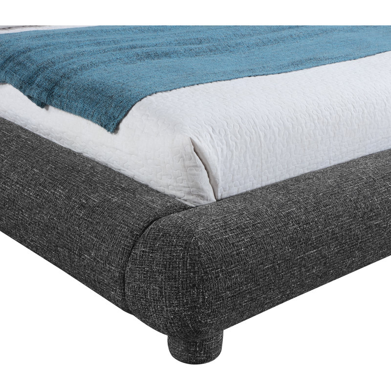 Huckstep Fabric Bed, King, Black Polyester Fabric