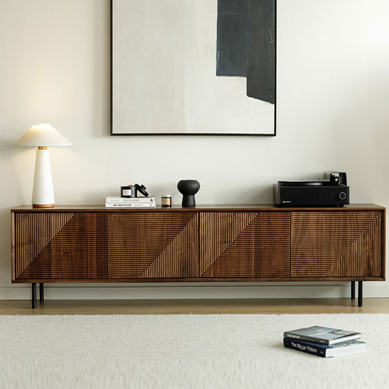 Black walnut solid wood TV cabinet, 70.86"