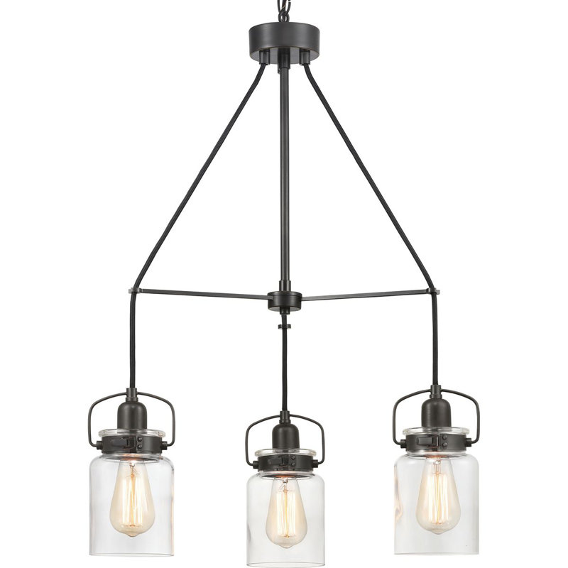 Luminaire suspendu en pot à 3 lumières Leyden, Bronze antique