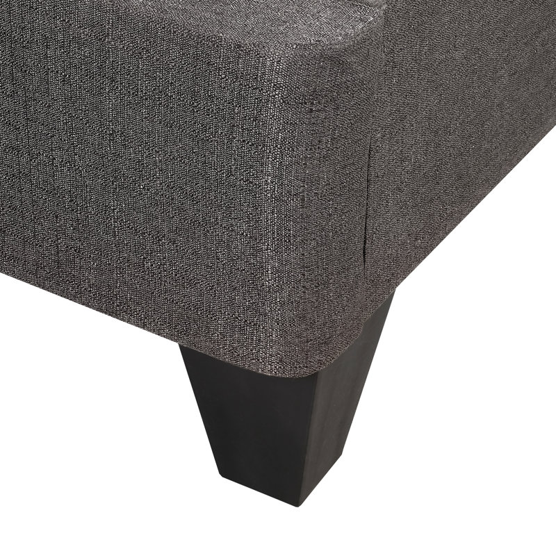 Base de lit simple tapissier gris foncé: 14 po Plateforme, plateforme simple pour la chambre à coucher: rembourrée, touche moderne