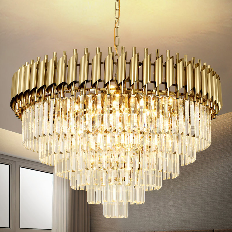 Lustre gradué à niveaux 17 lumières Melar, Laiton