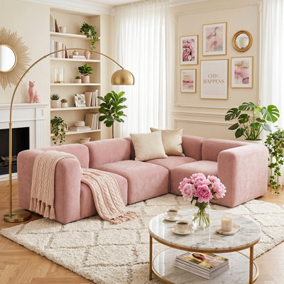 Blush Pink Modular Sectional – 4-Pc L-Shape, 101" Sofa Set