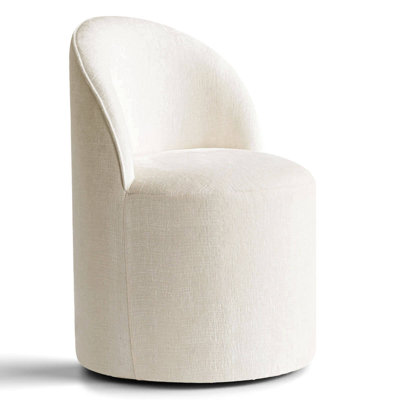 Chenille Upholstered Swivel Vanity Chair With Hidden Casters