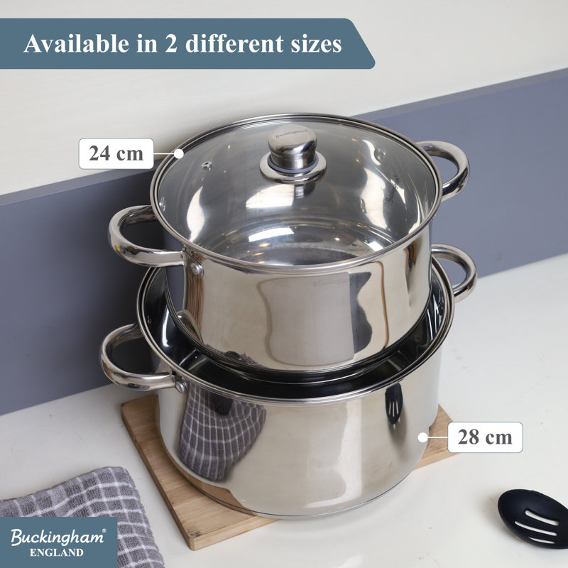 Buckingham Deep Casserole Dish Mirror Finish with Glass Lid, 9.5 Litre
