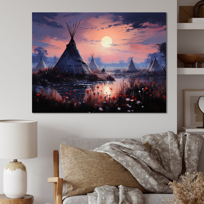 Native Tipi Mystic Gathering - Impression, H 12 po x l 20 po x P 1 po, Toile tendue