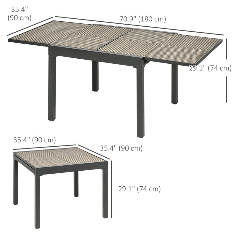 Theopal Extendable Rectangular Wicker/Rattan Outdoor Dining Table