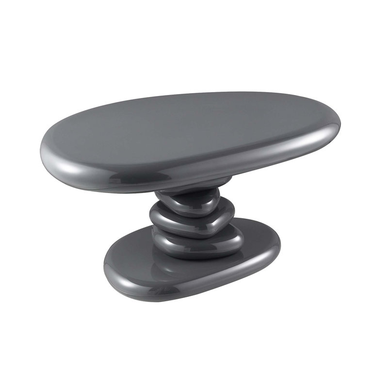Table de bout grise très brillante avec plateau en panneau de fibres à densité moyenne durable et base en métal élégant, parfaite pour les espaces de vie modernes.