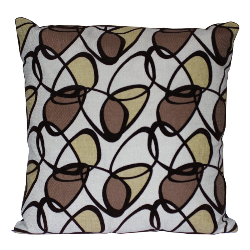 Ina Geometric Square Throw Pillow Cover, Brown/Beige