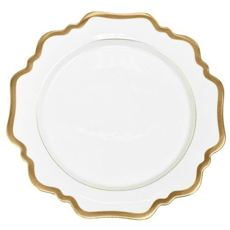Anna's Palete 6.5" Appetizer Plate, White/Gold