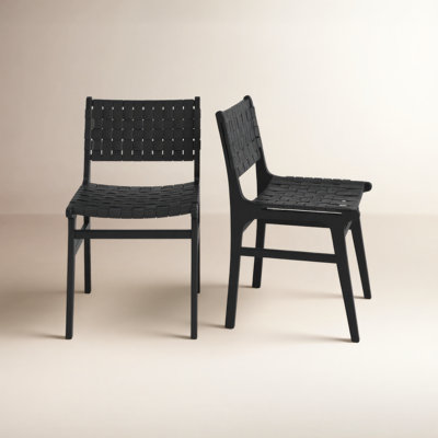 Alston Woven Leather & Solid Wood Dining Chair