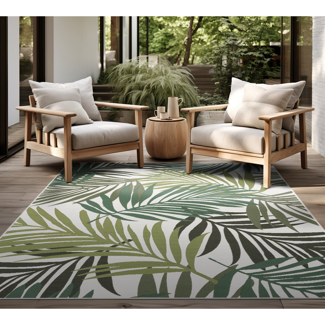 Arlice Floral Indoor / Outdoor Area Rug for Patios, Entryway, Deck or Porch - Cream Bay Isle Home™ Rug 