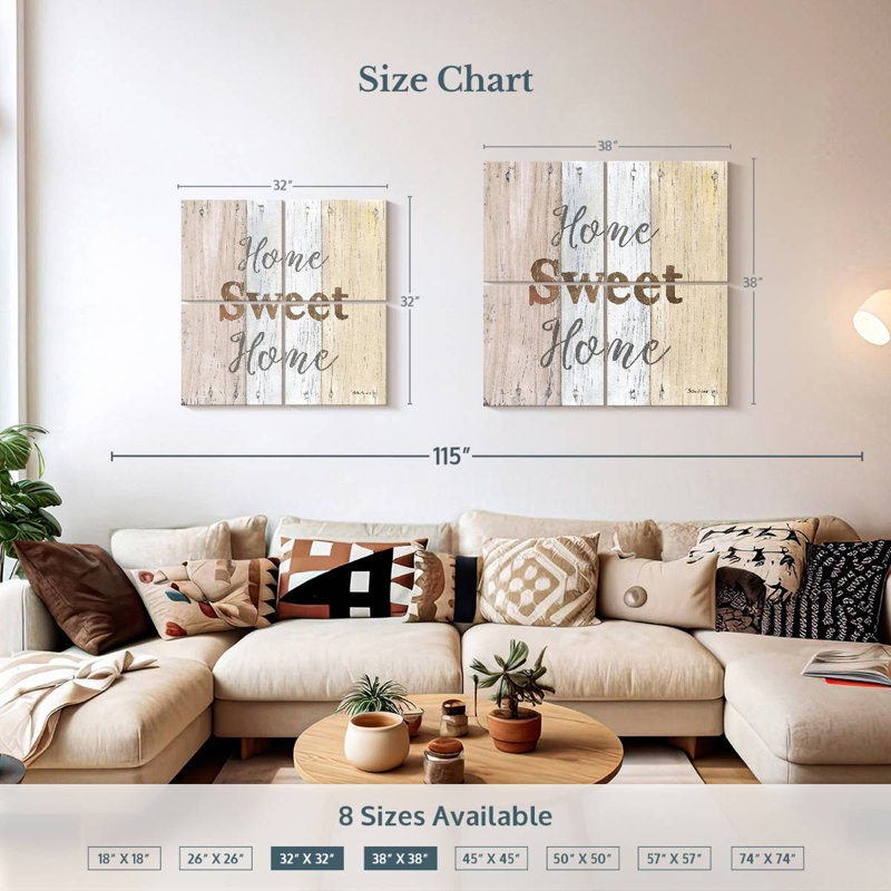 Plaque murale Kema Farmhouse Home Sweet Home, H 32 po x l 32 po