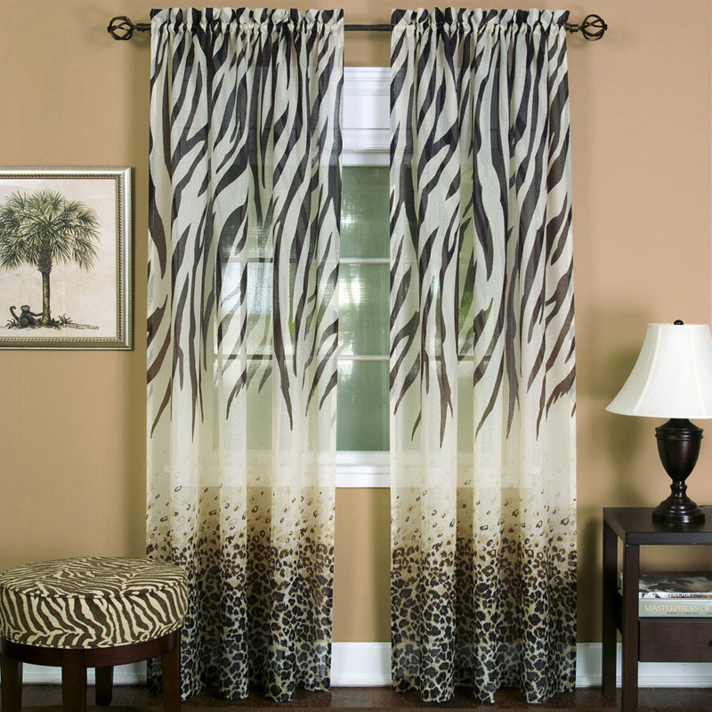 Aena Ombre Animal Print Zebra Contemporary Semi-Sheer Light Filtering Grommet Window Curtain Panels (Set of 2), 50" W x 84" L