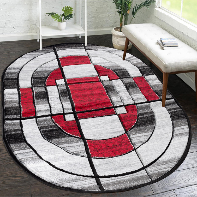 Adonia Geometric Red Area Rug